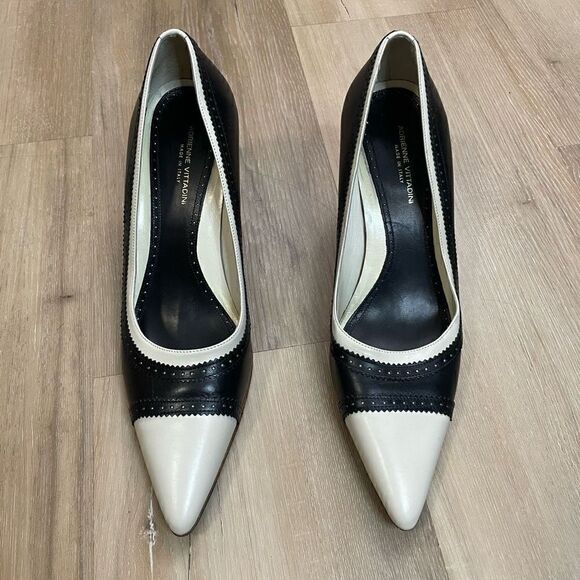 Adrienne Vittadini Ganby White Leather Point Women Stiletto High Heels 8.5M - Picture 2 of 9